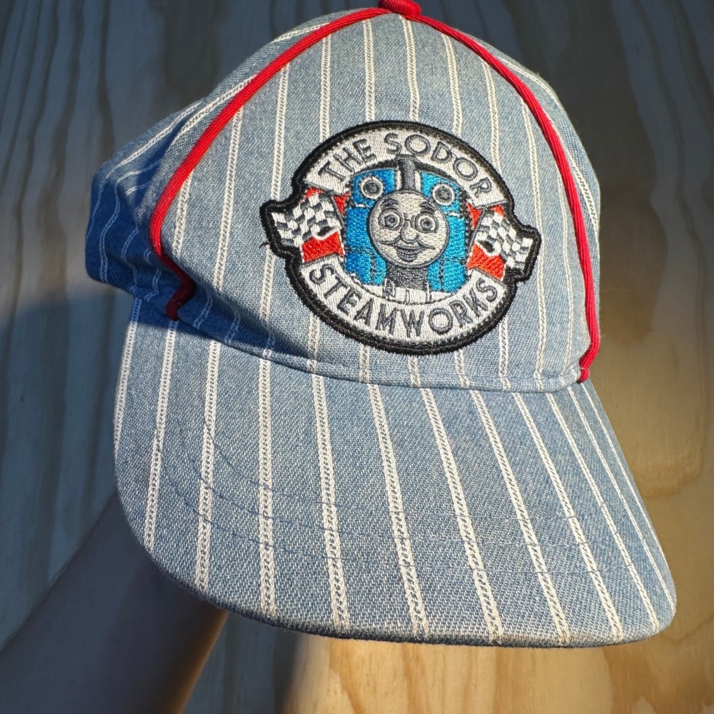 Thomas & Friends Kids Blue Pinstripe Sodor Steamworks Baseball Cap Hat OS